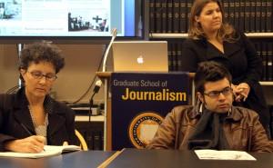 More than a dozen Richmond Confidential reporters attended. From left: Lecturer Kat Snow, student Alexa Vaughn, student Josh Wolf