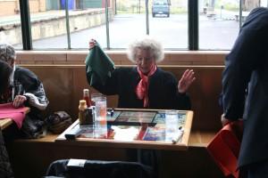 The attendees lifted napkins to reveal the new tables at the beginning of the lunch. (Photo by Ryan Phillips)
