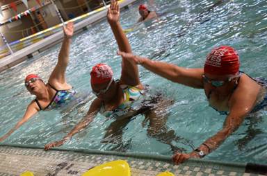 Adult swim lessons at the Richmond Plunge have helped boost the confidence of several black and Latino women to not only enjoy the water and a healthy recreational activity but to also become more involved in the East Bay city’s civic life. Photo: Tana Monteiro, Zocalo Public Square