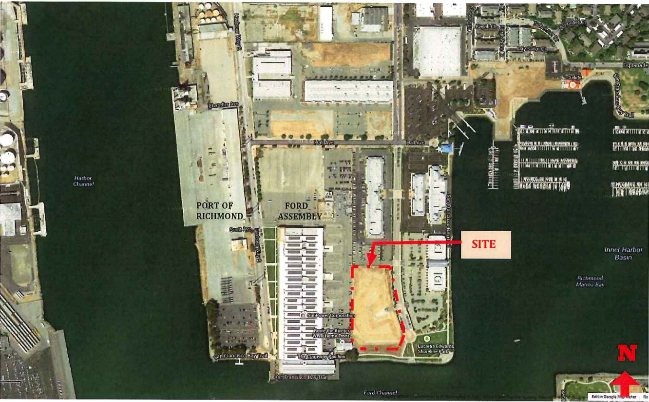 Aerial photograph of the Richmond Riviera site from the staff report.