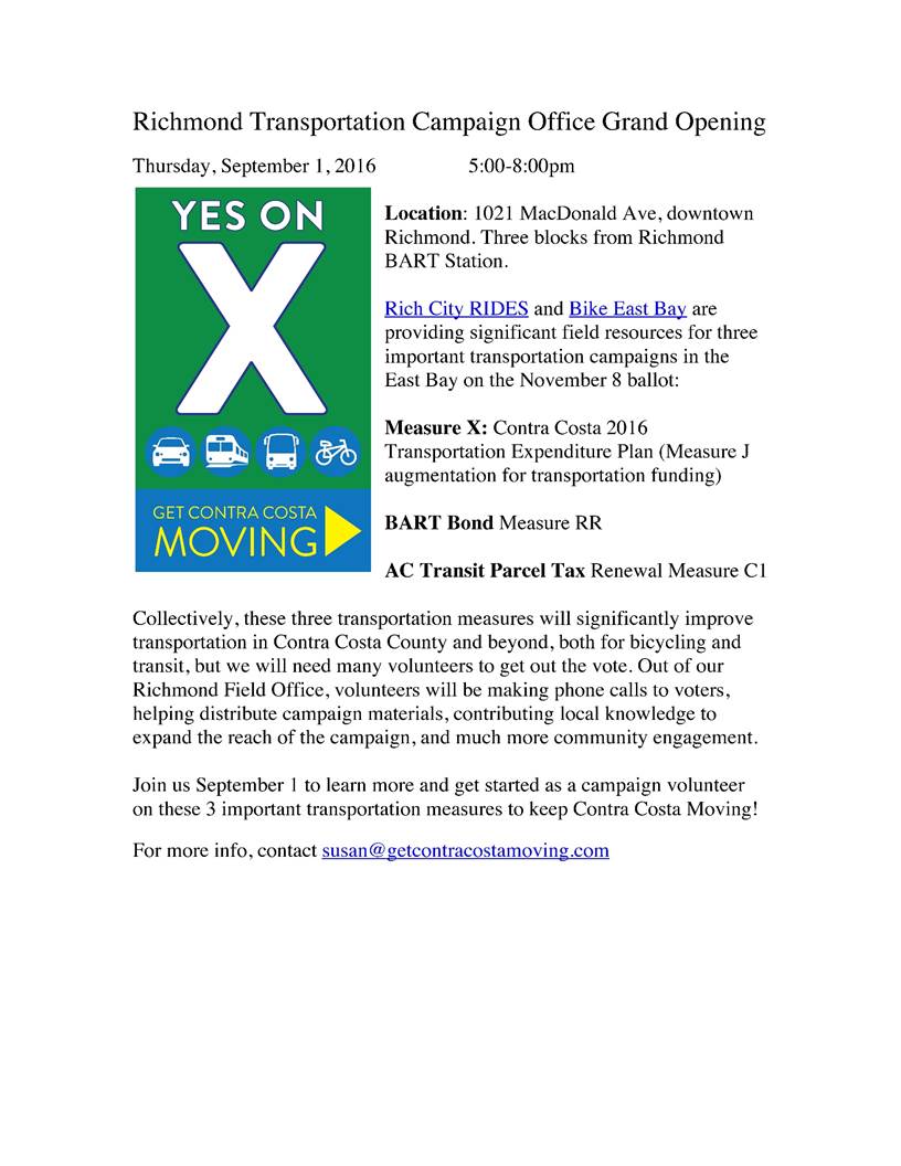 Measure X - Richmond Transportation Campaign Office Grand Opening
