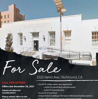 Richmond Main Post Office Goes Up for Sale