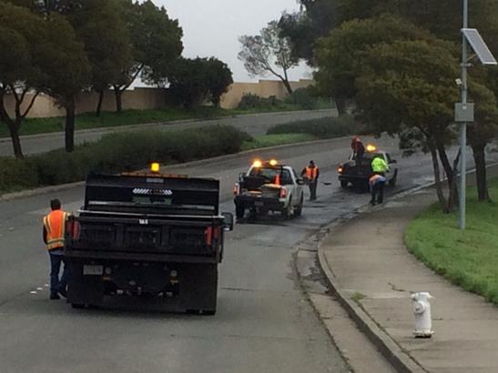 Richmond Parkway Filling Potholes #3