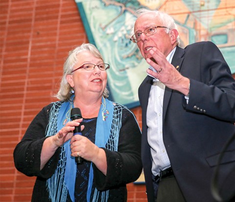 McLaughlin with progressive firebrand Sen. Bernie Sanders this past weekend.