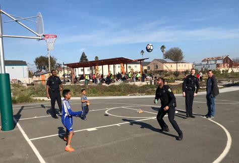 Description: Description: Image may contain: 1 person, playing a sport, basketball court and outdoor