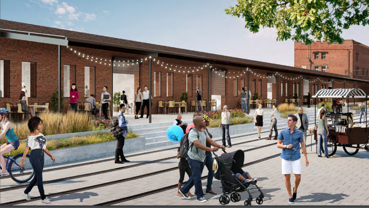 Rendering of a pedestrian-only walkway in the proposal from Orton Development.