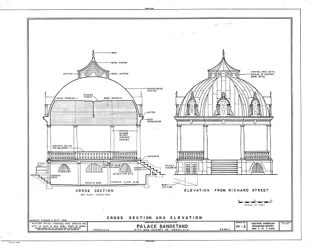 HABS HI,2-HONLU,9- (sheet 2 of 3) - Iolani Bandstand, King & Richards Streets, Honolulu, Honolulu County, HI