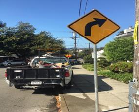 Roosevelt and Key new curve ahead sign