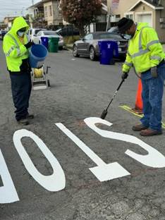 Chanslor ans 2nd street NB Stop Message install in thermal plastic
