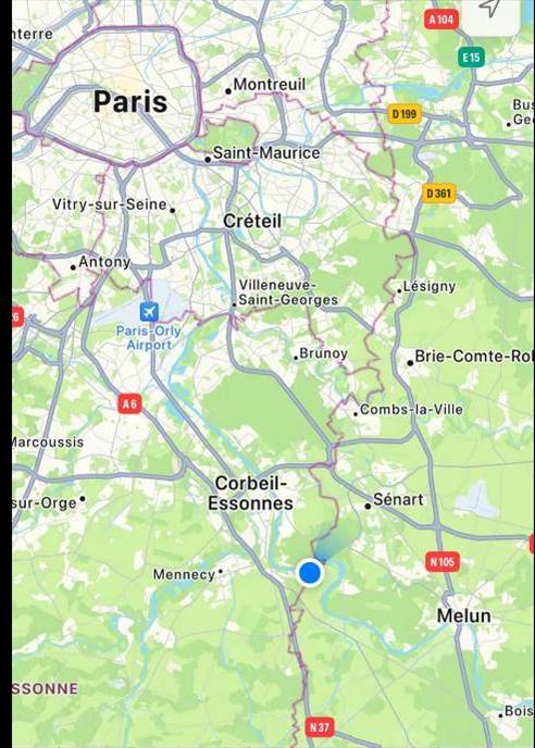 A map with a blue dot Description automatically generated